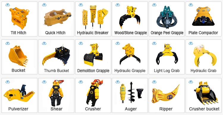 Excavator attachment types